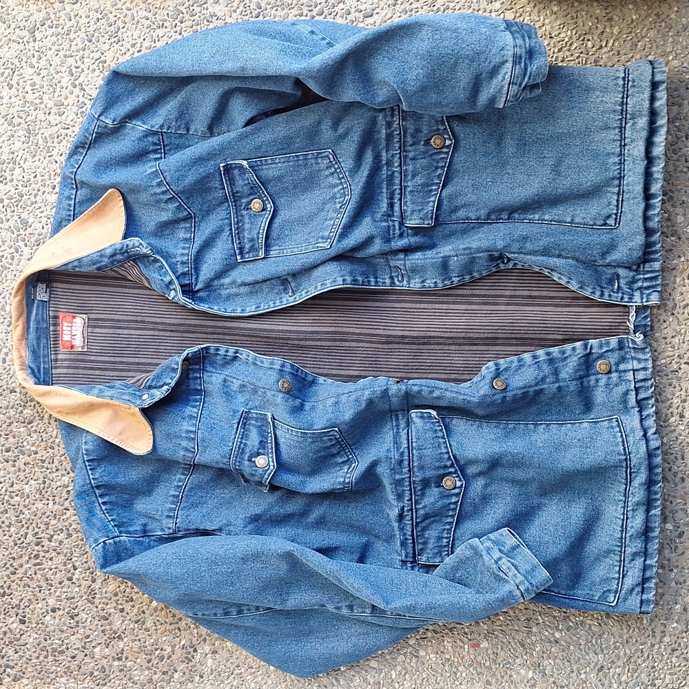 Vintage Barn Coat / Chore Coat With Leather Collar